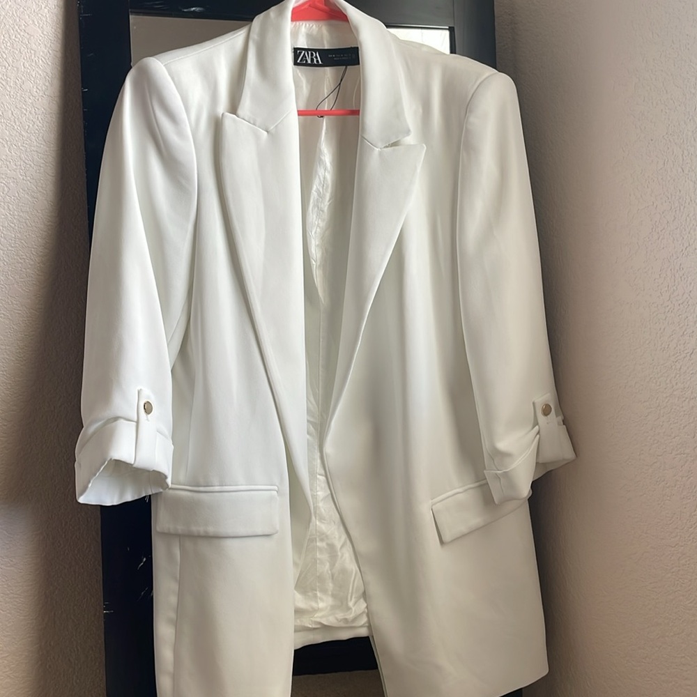 White Medium Blazer from Zara